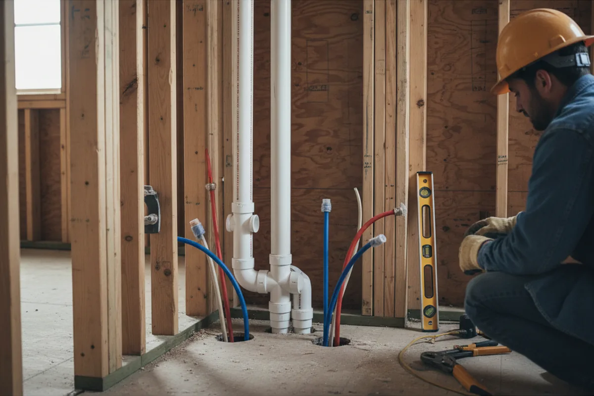 Drain and supply rough-in during Drain Cleaning in Wilkes Barre